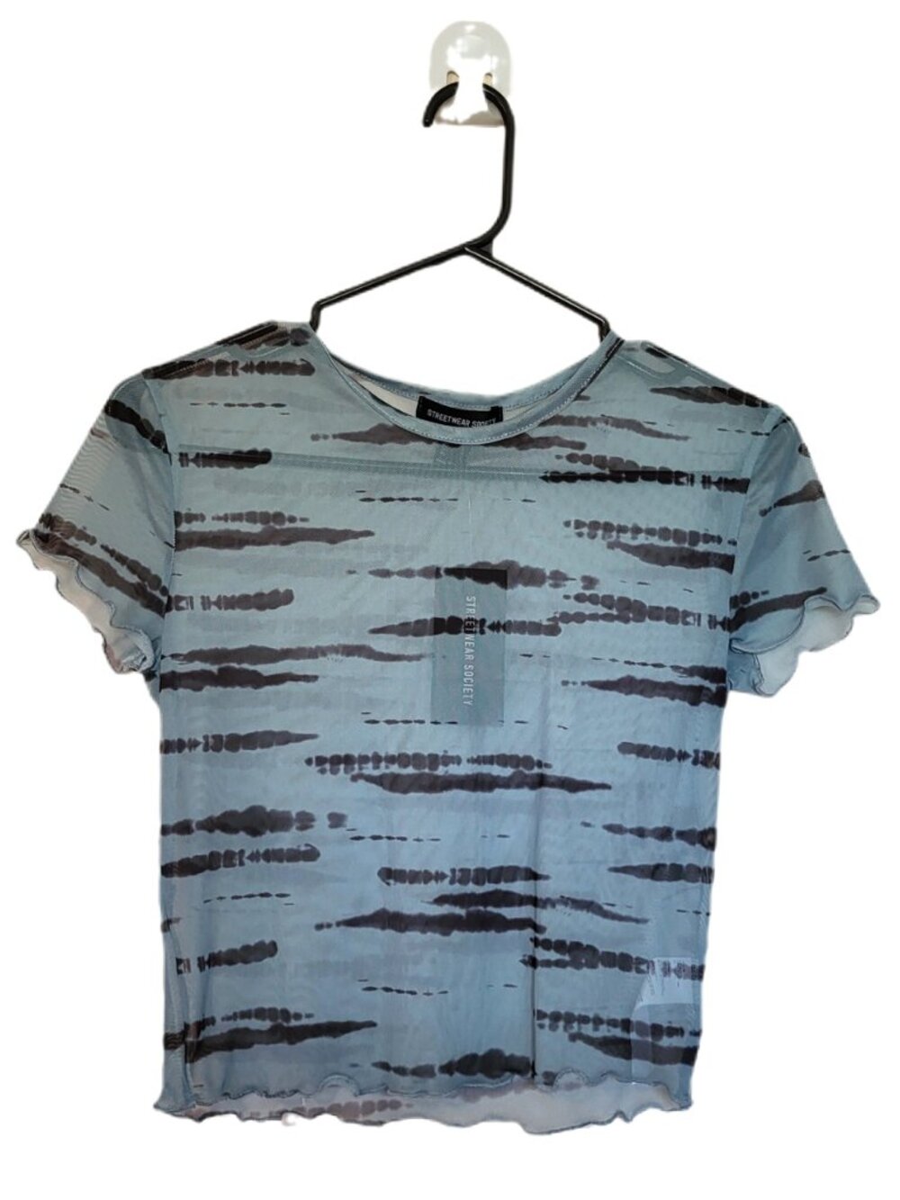 *NEW* STREETWEAR SOCIETY Striped Sheer Tie-Dye Short Sleeve Tee Size Small